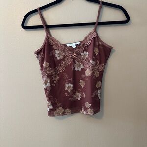 Floral Lace Trim Cami Top